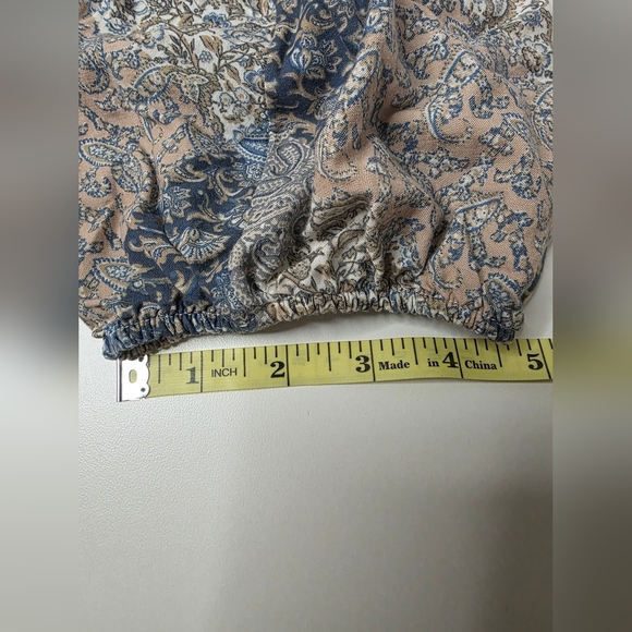 Time and Tru Large (12-14) Womens Blue Beige Paisley Patchwork Long Sleeve Top - Picture 10 of 10